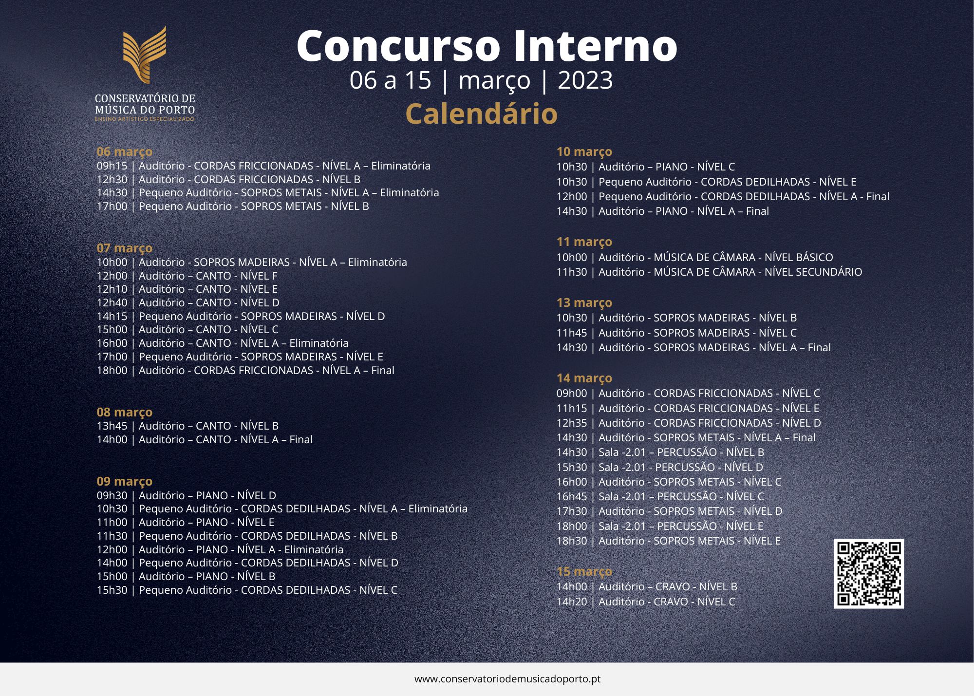 10 maro 10h30 Auditrio PIANO NVEL C 10h30 Pequeno Auditrio CORDAS DEDILHADAS NVEL E 12h00 Pequeno Auditrio CORDAS DEDILHADAS NVEL A Final 14h30 Auditrio PIANO NVEL A Final 11 m 6