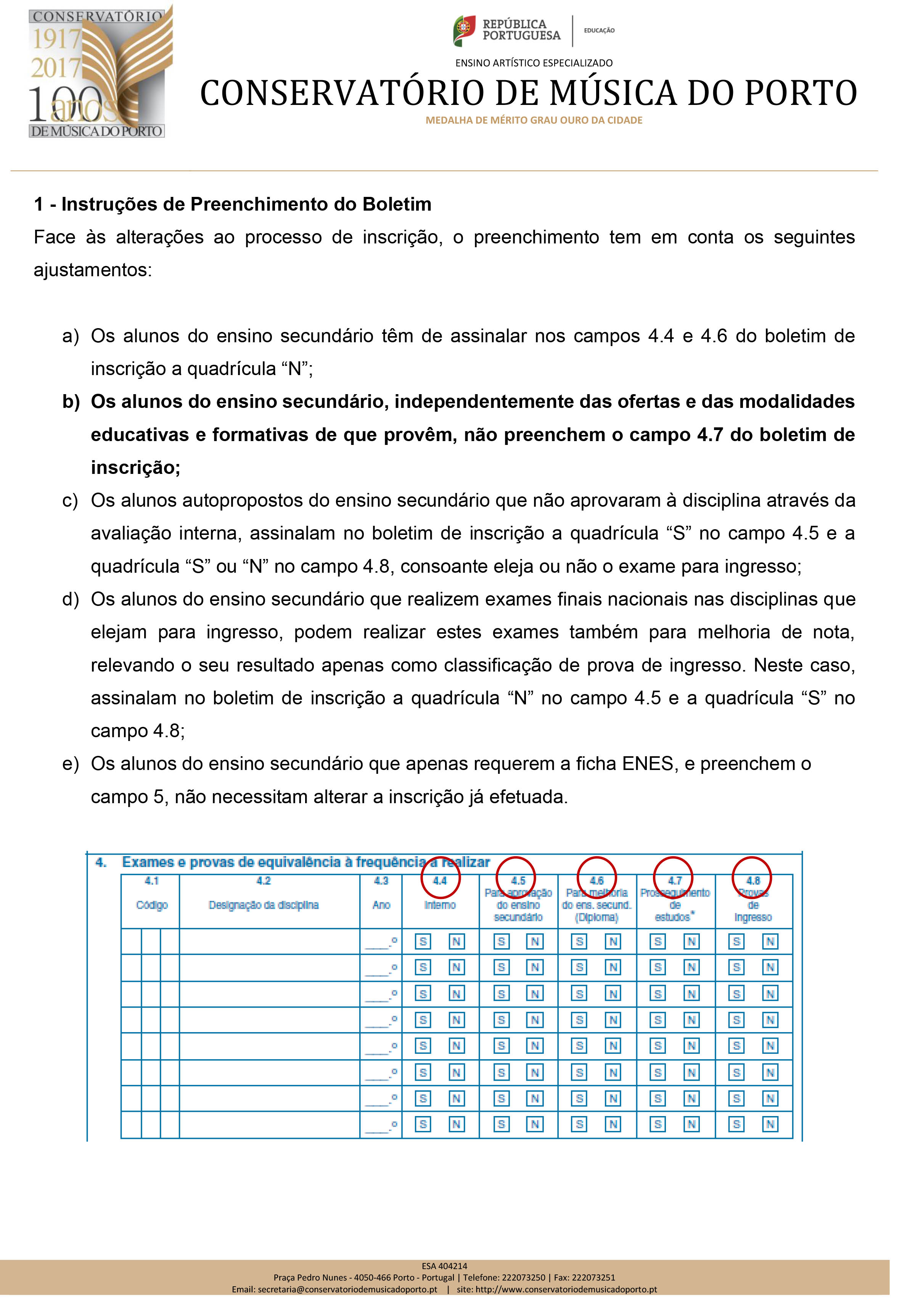 Inscrição exames 2020 2